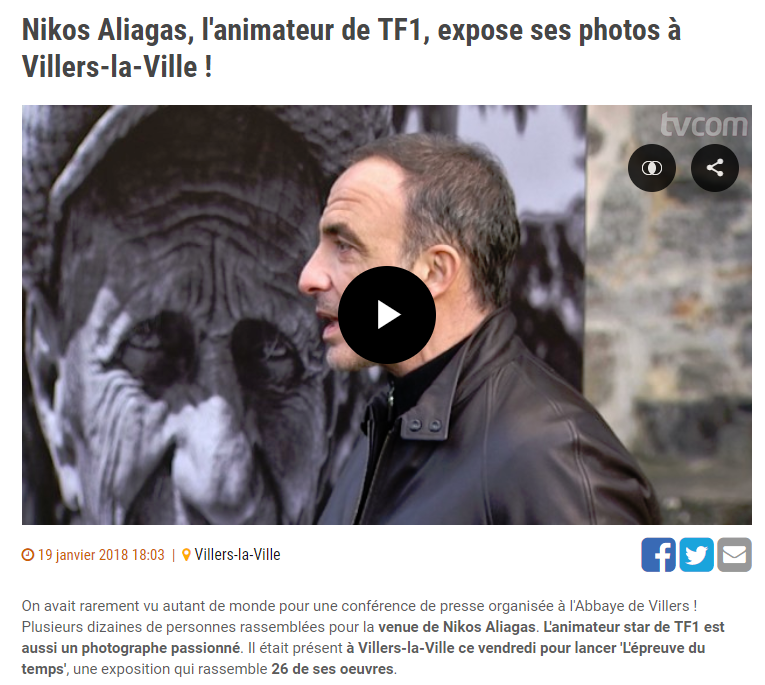 Nikos Aliagas, l'animateur de TF1, expose ses photos à Villers-la-Ville !