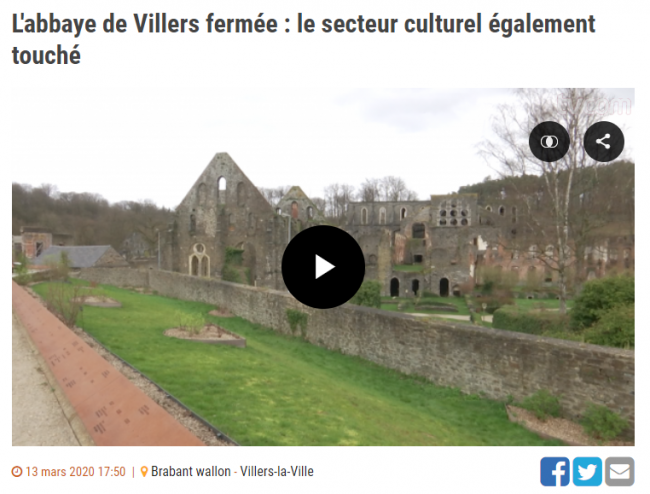 L'abbaye de Villers fermée : le secteur culturel également touché